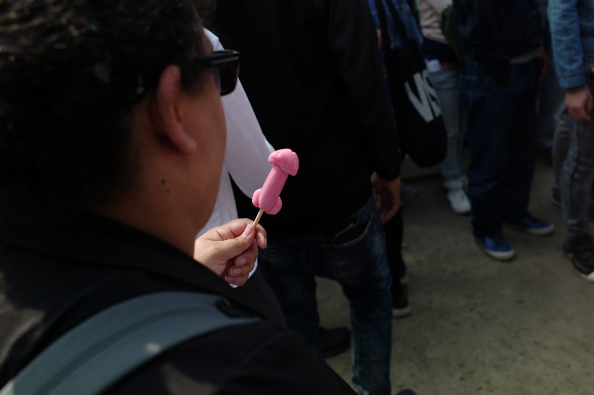 Phallus lollipop at Kanamara Matsuri