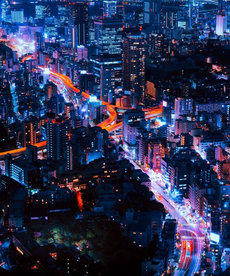 View of Tokyo at night.