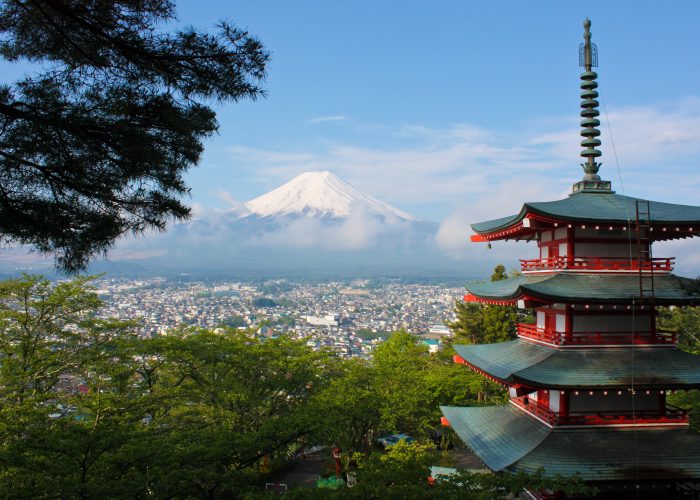 View of Chureito Pagoda and Mt. Fuji